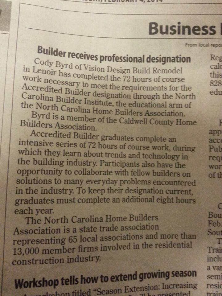 Accredited Builder Designation